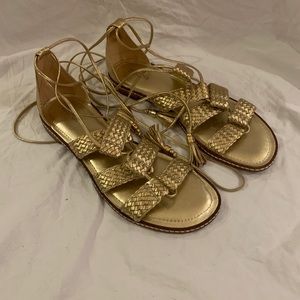 Michael Kors Leather Gold Gladiator Sandals